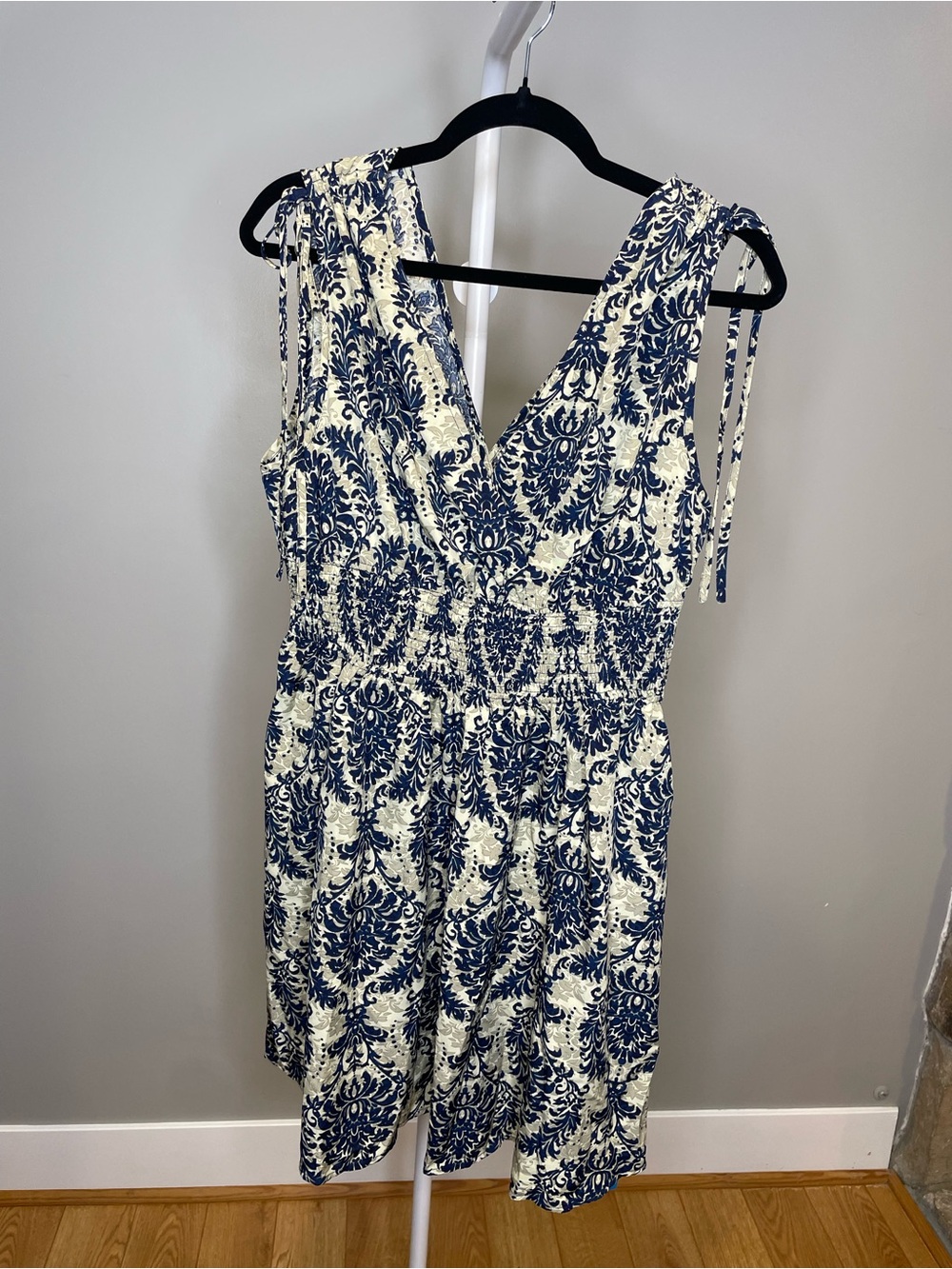 Cupshe Navy and Cream Printed V-Neck Swim Coverup Dress NWT - XL
